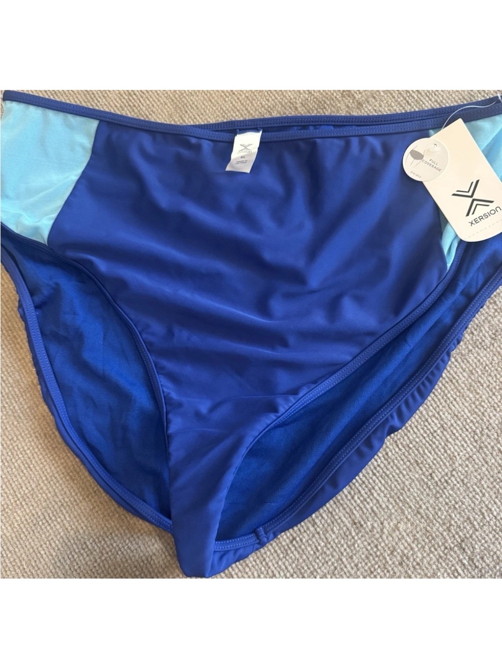 Xersion Women's Royal Blue and Light Blue Colorblock Bikini Bottom